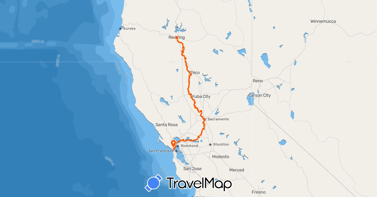 TravelMap itinerary: driving, kayak in United States (North America)