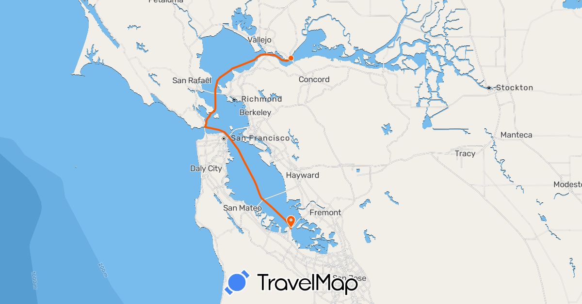 TravelMap itinerary: driving, kayak