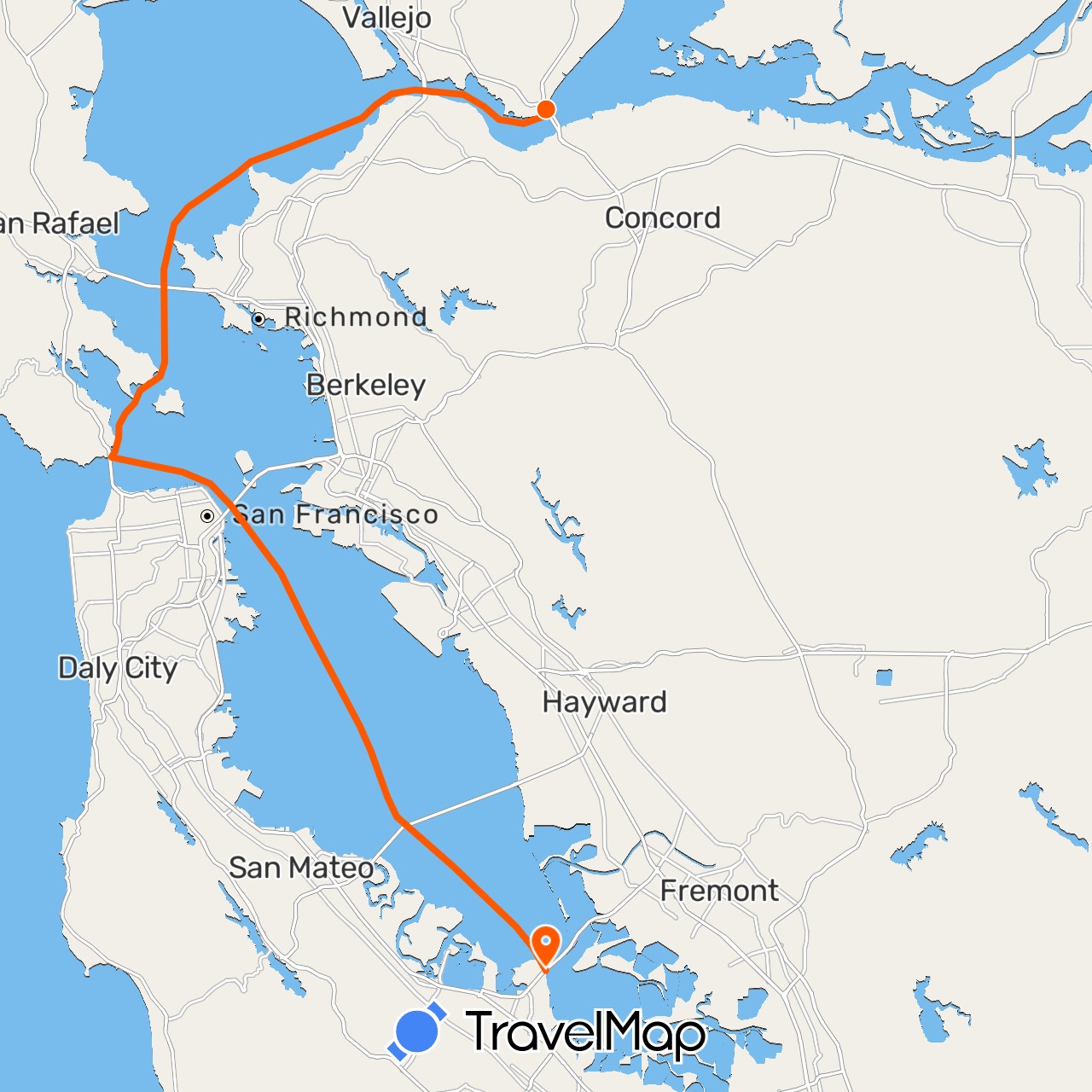 TravelMap itinerary: driving, kayak