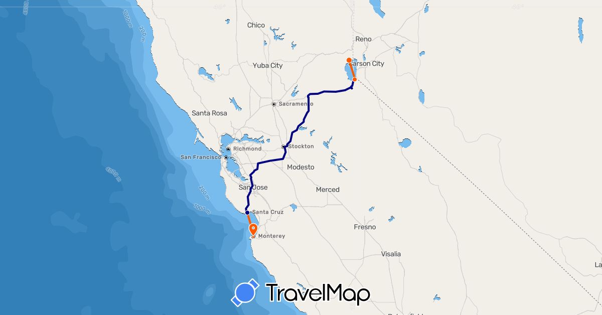 TravelMap itinerary: driving, kayak in United States (North America)