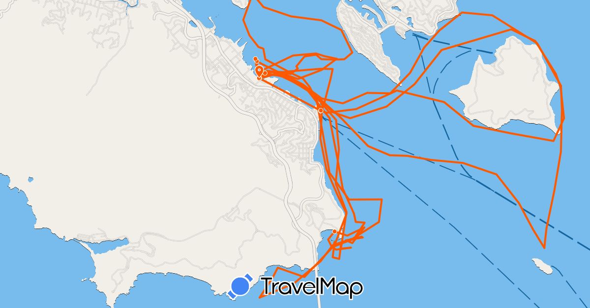 TravelMap itinerary: driving, kayak