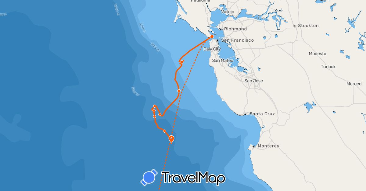 TravelMap itinerary: kayak in United States (North America)