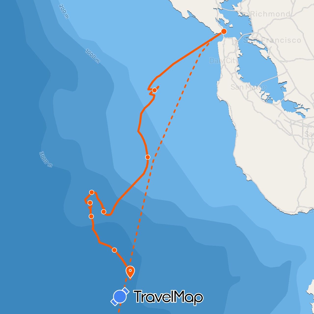 TravelMap itinerary: kayak in United States (North America)